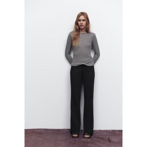 Black White Zara Crew Round Neck Long Sleeve Knit Pullover T-Shirt Tee (NWT)